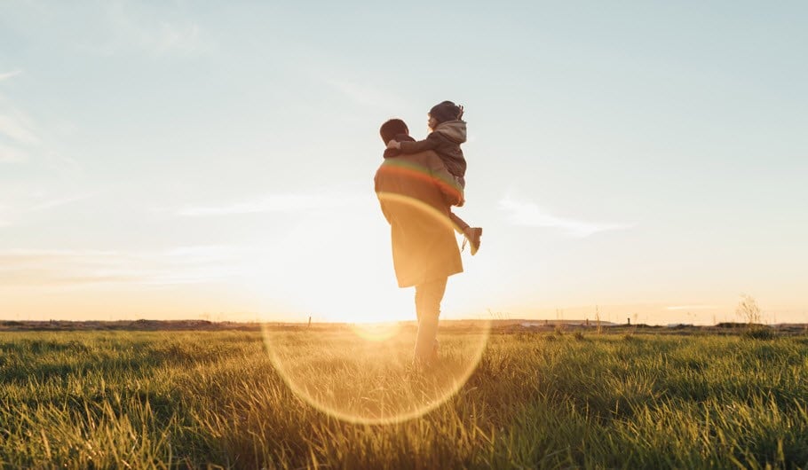 person holding the child