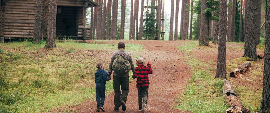 Family in the woods